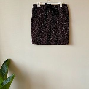 LOFT Purple & White Knit Mini Skirt with Waist Tie